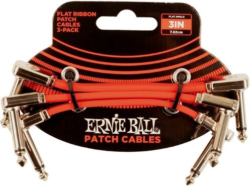 Ernie Ball-6401 Flat Patch Cable 7,5cm, Red. 3-pack